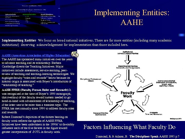 Implementing Entities: AAHE Implementing Entities We focus on broad national initiatives. There are far