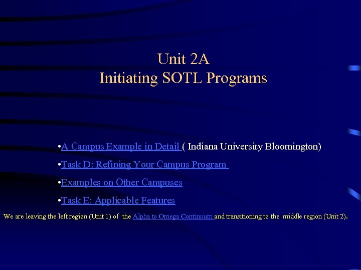 Unit 2 A Initiating SOTL Programs • A Campus Example in Detail ( Indiana