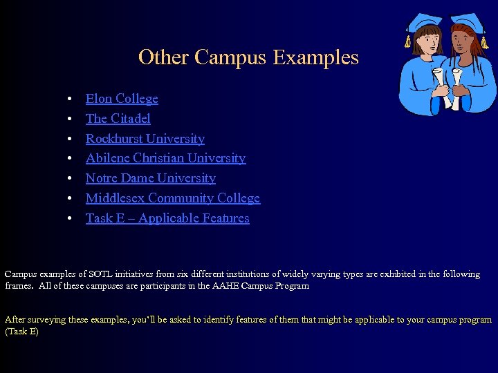 Other Campus Examples • • Elon College The Citadel Rockhurst University Abilene Christian University