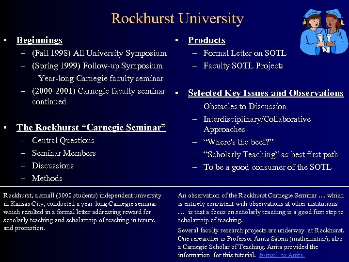Rockhurst University • Beginnings • Products – (Fall 1998) All University Symposium – (Spring
