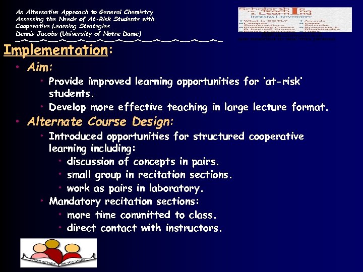 An Alternative Approach to General Chemistry Assessing the Needs of At-Risk Students with Cooperative