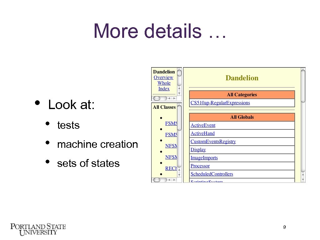 More details … • Look at: • • • tests machine creation sets of