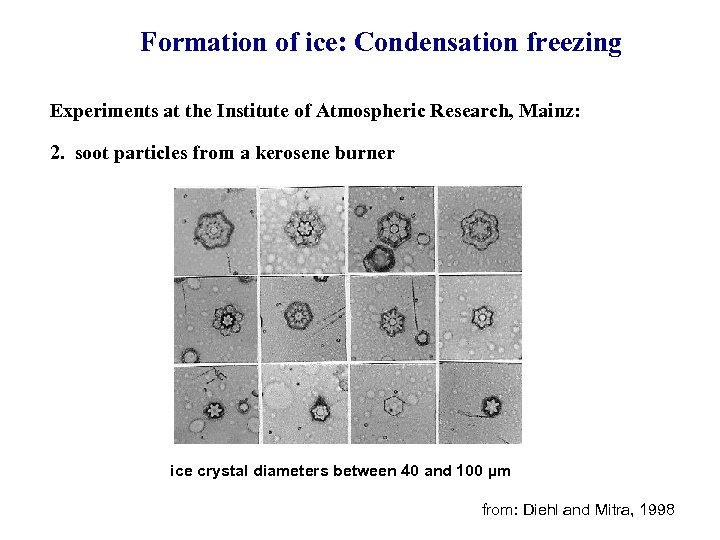 Formation of ice: Condensation freezing Experiments at the Institute of Atmospheric Research, Mainz: 2.