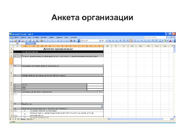 Анкета организации 