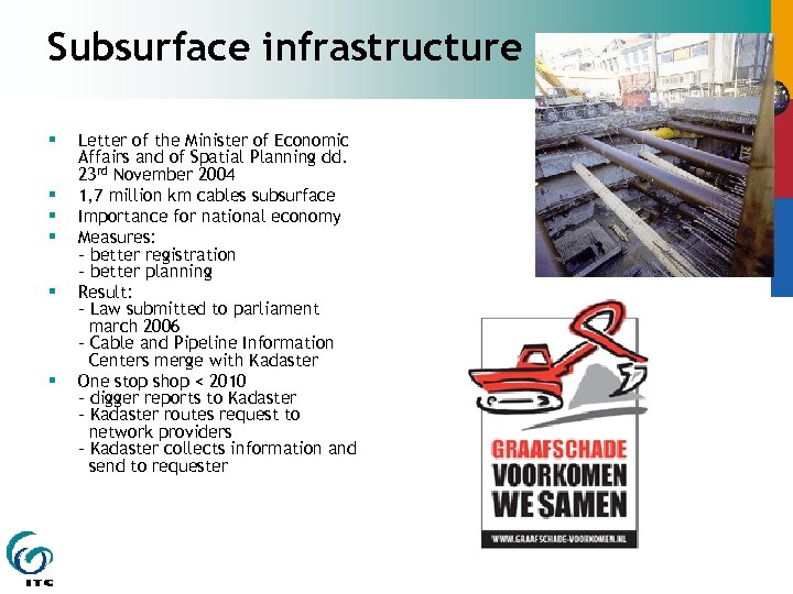 Subsurface infrastructure § § § Letter of the Minister of Economic Affairs and of