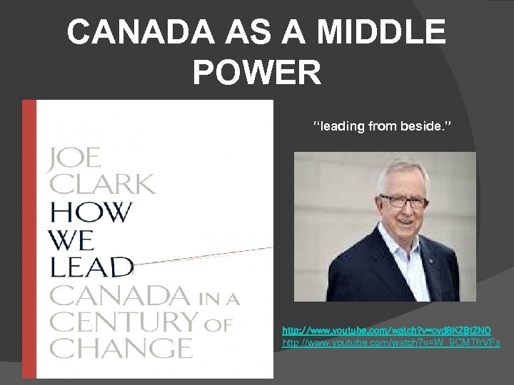 CANADA AS A MIDDLE POWER “leading from beside. ” http: //www. youtube. com/watch? v=cyd