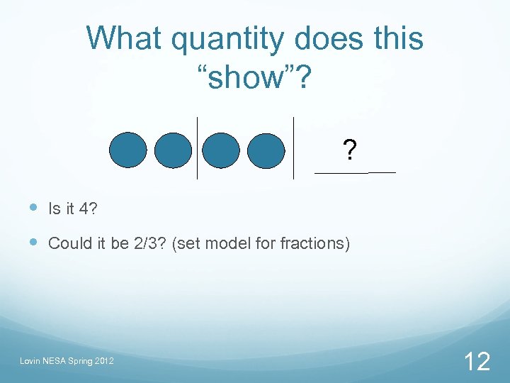 What quantity does this “show”? ? Is it 4? Could it be 2/3? (set