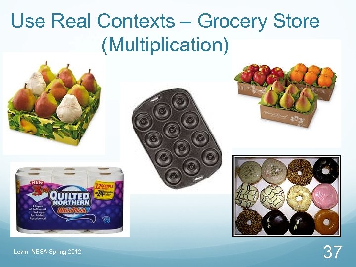 Use Real Contexts – Grocery Store (Multiplication) Lovin NESA Spring 2012 37 