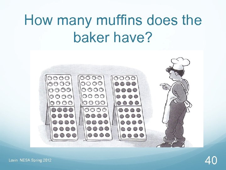 How many muffins does the baker have? Lovin NESA Spring 2012 40 