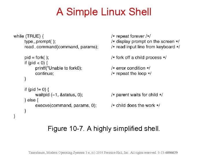 A Simple Linux Shell Figure 10 -7. A highly simplified shell. Tanenbaum, Modern Operating
