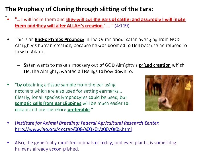 The Prophecy of Cloning through slitting of the Ears: • "… I will incite