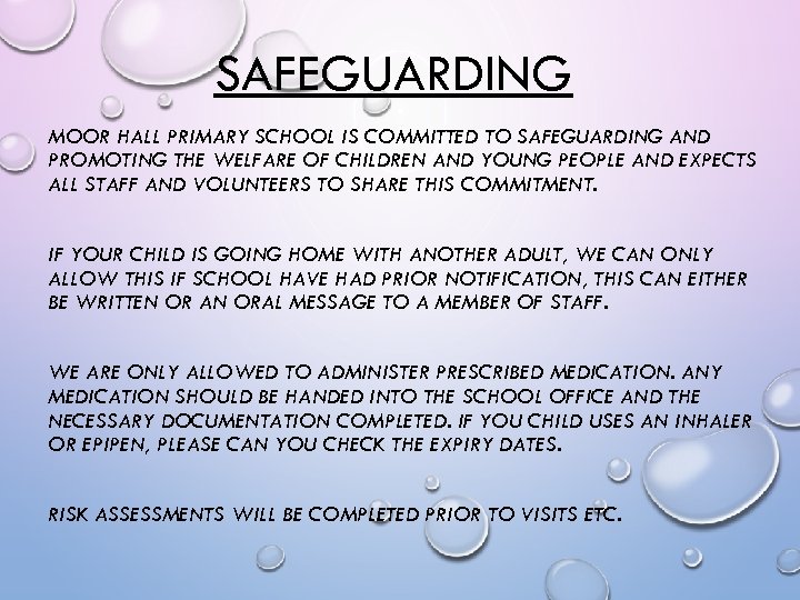 SAFEGUARDING MOOR HALL PRIMARY SCHOOL IS COMMITTED TO SAFEGUARDING AND PROMOTING THE WELFARE OF