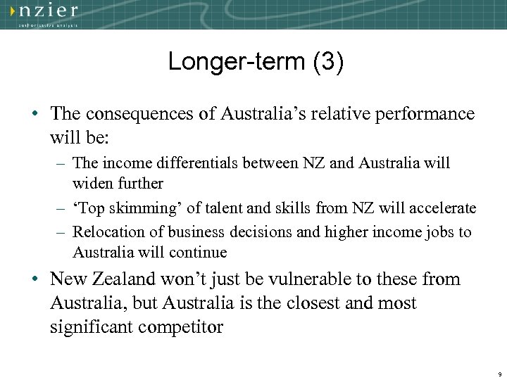 Longer-term (3) • The consequences of Australia’s relative performance will be: – The income