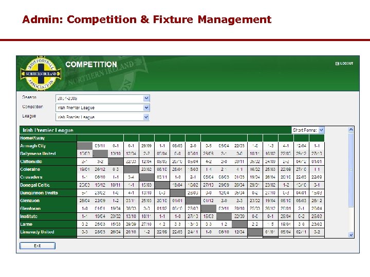 Admin: Competition & Fixture Management 