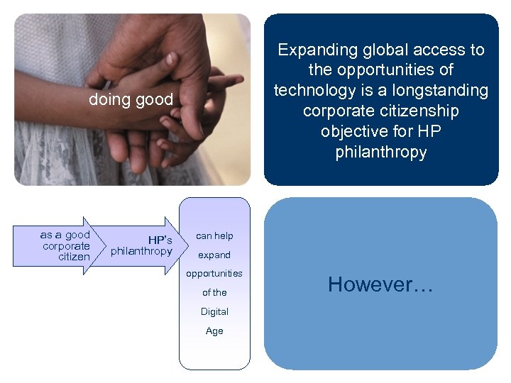 Expanding global access to the opportunities of technology is a longstanding corporate citizenship objective