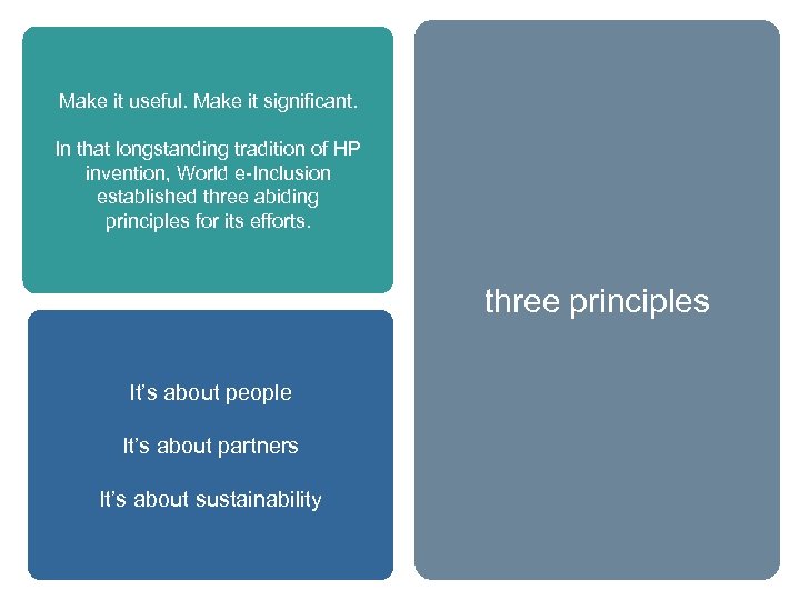 Make it useful. Make it significant. In that longstanding tradition of HP invention, World
