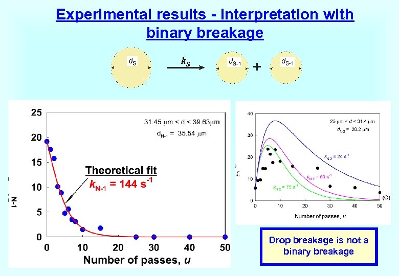 Experimental results - interpretation with binary breakage k. S Drop breakage is not a