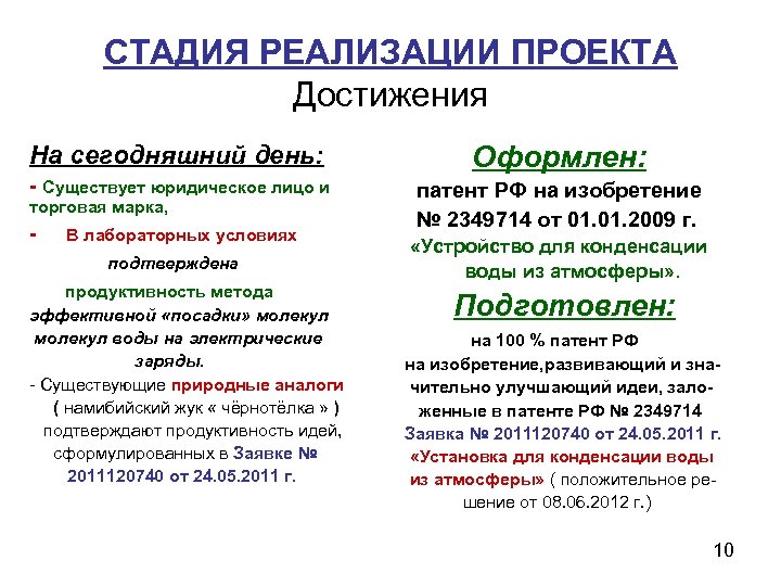 СТАДИЯ РЕАЛИЗАЦИИ ПРОЕКТА Достижения На сегодняшний день: - Существует юридическое лицо и торговая марка,