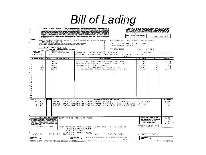 Bill of Lading 