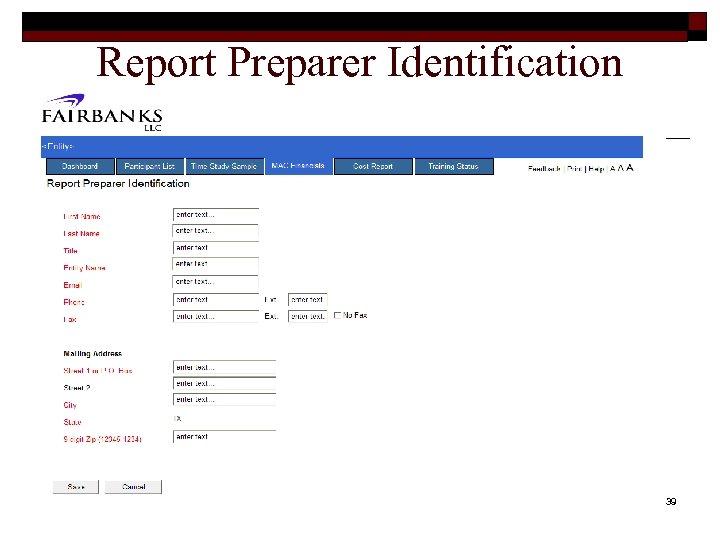 Report Preparer Identification 39 