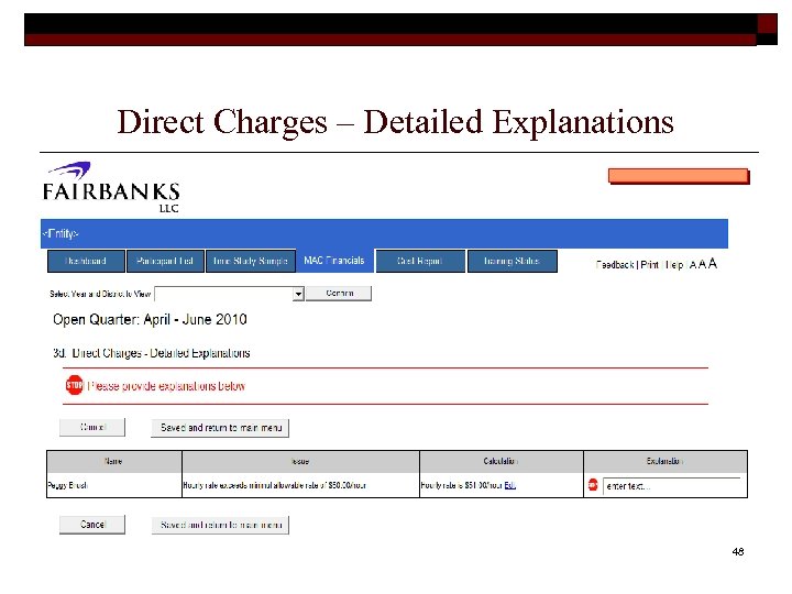 Direct Charges – Detailed Explanations 48 