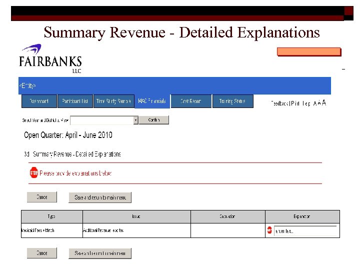 Summary Revenue - Detailed Explanations 50 