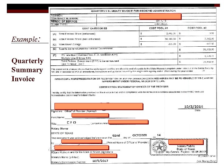 Example: Quarterly Summary Invoice 52 
