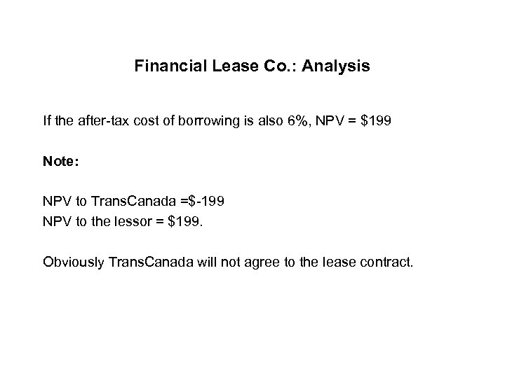 Financial Lease Co. : Analysis If the after-tax cost of borrowing is also 6%,