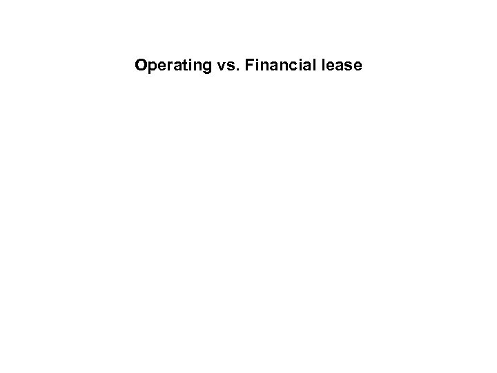 Operating vs. Financial lease 