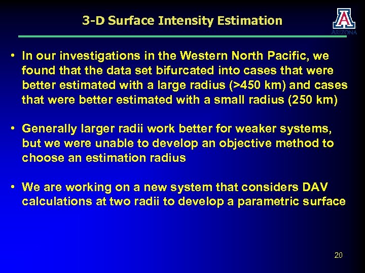 3 -D Surface Intensity Estimation • In our investigations in the Western North Pacific,