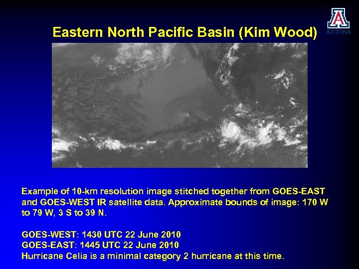 Eastern North Pacific Basin (Kim Wood) Example of 10 -km resolution image stitched together