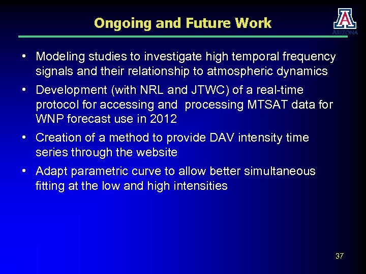 Ongoing and Future Work • Modeling studies to investigate high temporal frequency signals and