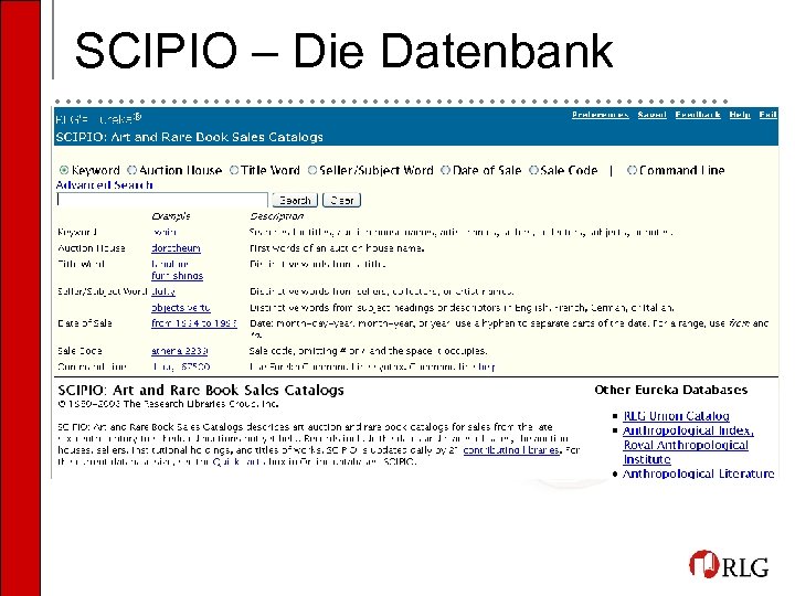 SCIPIO – Die Datenbank • • • • • • • • • •