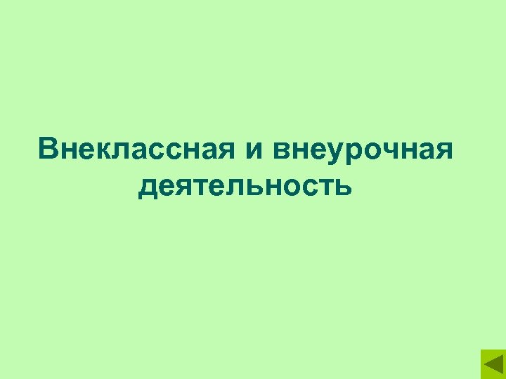 Внеклассная и внеурочная деятельность 