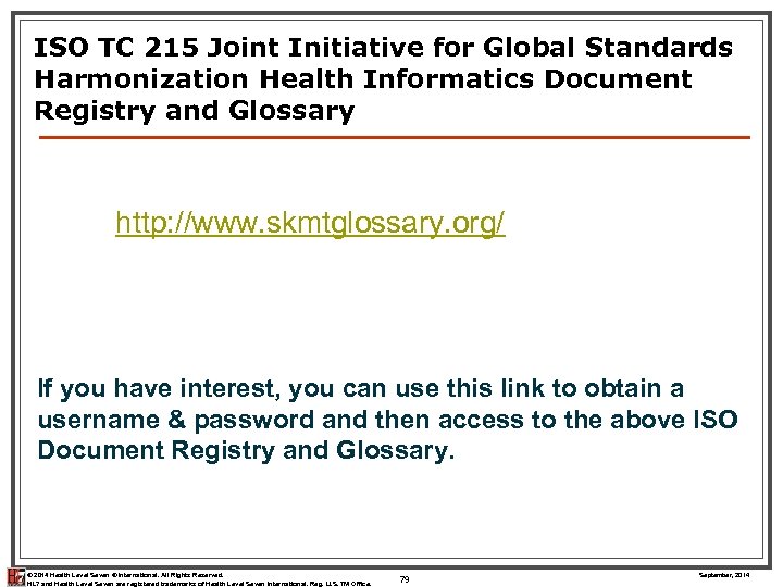 ISO TC 215 Joint Initiative for Global Standards Harmonization Health Informatics Document Registry and