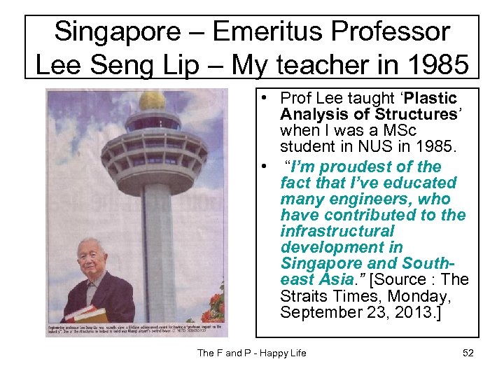 Singapore – Emeritus Professor Lee Seng Lip – My teacher in 1985 • Prof