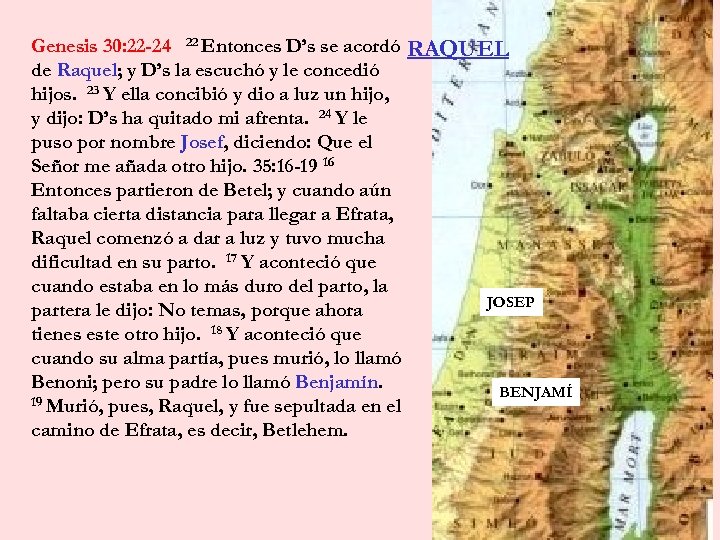 Genesis 30: 22 -24 22 Entonces D’s se acordó RAQUEL de Raquel; y D’s