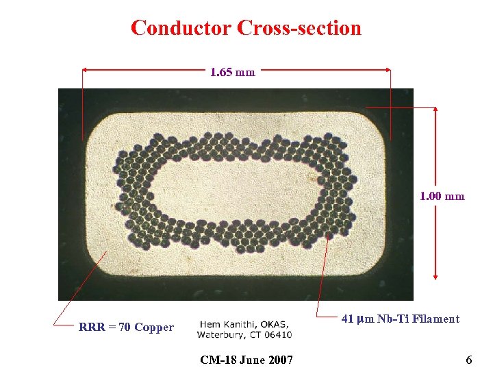 Conductor Cross-section 1. 65 mm 1. 00 mm 41 mm Nb-Ti Filament RRR =