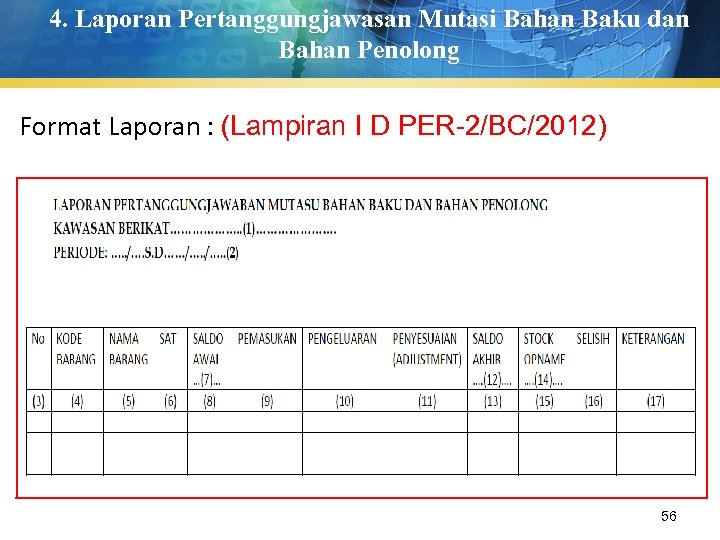 4. Laporan Pertanggungjawasan Mutasi Bahan Baku dan Bahan Penolong Format Laporan : (Lampiran I