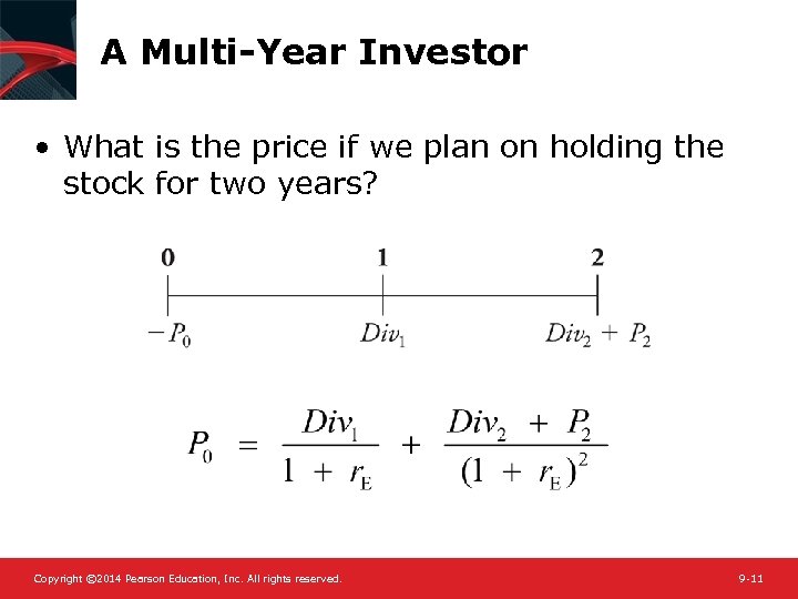 A Multi-Year Investor • What is the price if we plan on holding the