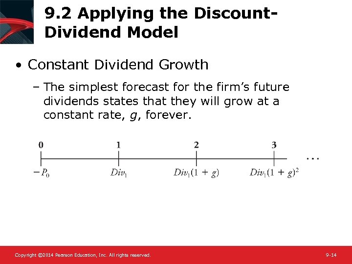 9. 2 Applying the Discount. Dividend Model • Constant Dividend Growth – The simplest