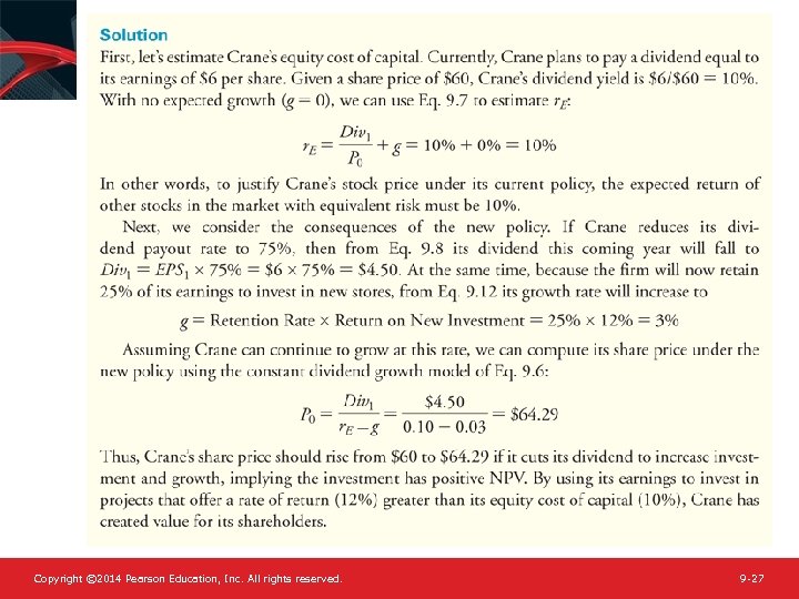 Copyright © 2014 Pearson Education, Inc. All rights reserved. 9 -27 