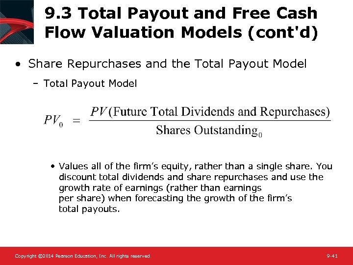 9. 3 Total Payout and Free Cash Flow Valuation Models (cont'd) • Share Repurchases