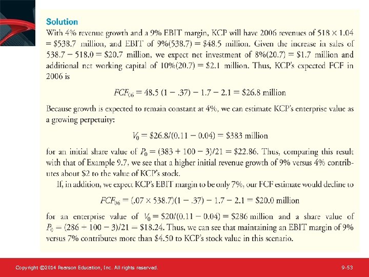 Copyright © 2014 Pearson Education, Inc. All rights reserved. 9 -53 