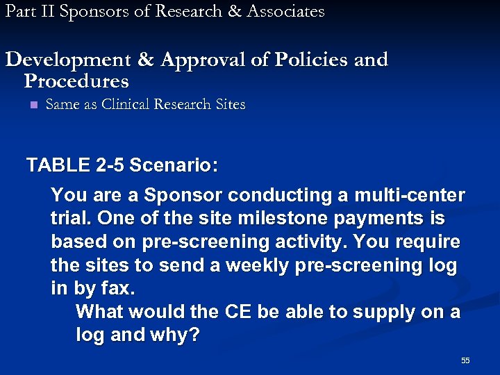 Part II Sponsors of Research & Associates Development & Approval of Policies and Procedures