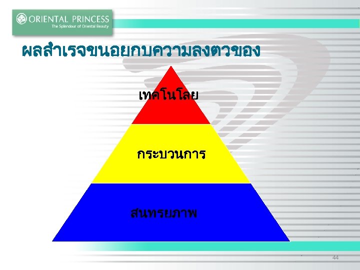 ผลสำเรจขนอยกบความลงตวของ เทคโนโลย กระบวนการ สนทรยภาพ 44 