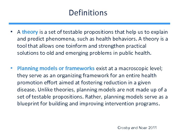 Definitions • A theory is a set of testable propositions that help us to