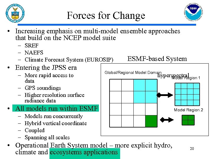 Forces for Change • Increasing emphasis on multi-model ensemble approaches that build on the