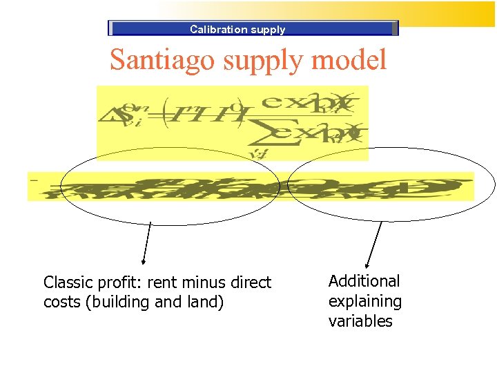 Calibration supply Santiago supply model Classic profit: rent minus direct costs (building and land)