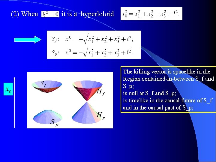 (2) When , it is a hyperloloid The killing vector is spacelike in the